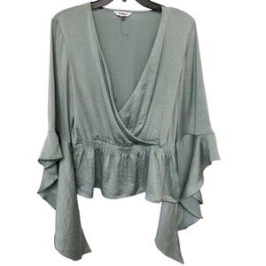 Express Sage Green Wrap Blouse